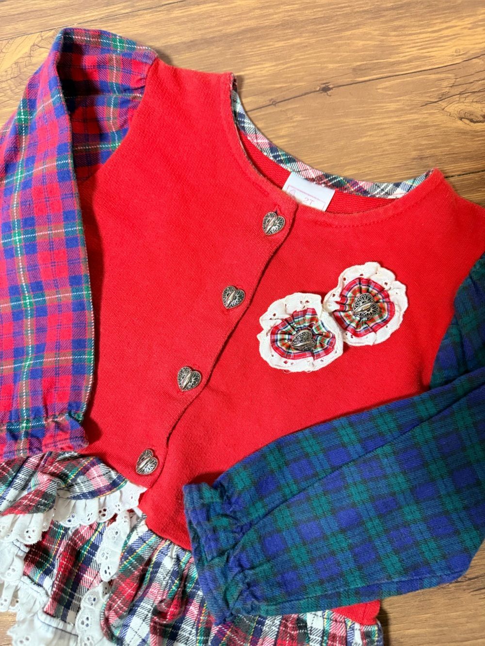 Vtg Buster Brown Toddler Girls Plaid Cardigan 2T Vintage Cottagecore Button Up